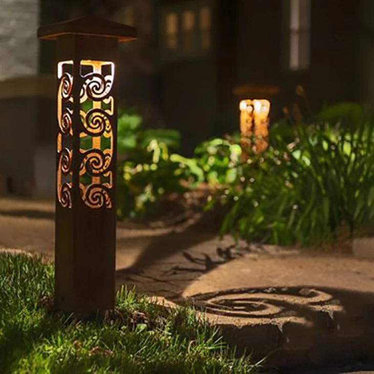Corten Stål Pullert Lysbane Lampe Pullert