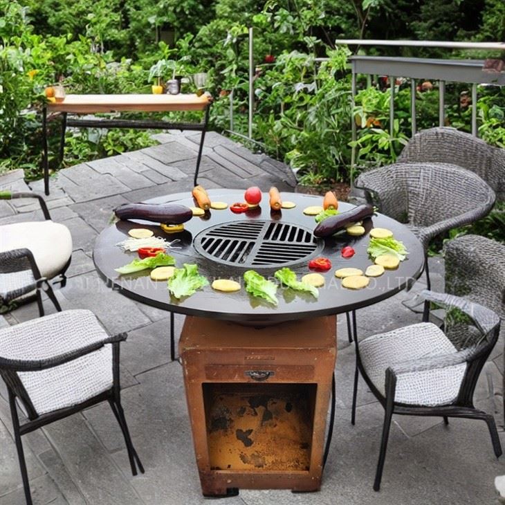 Outdoor Corten Steel European Style Bbq Grill