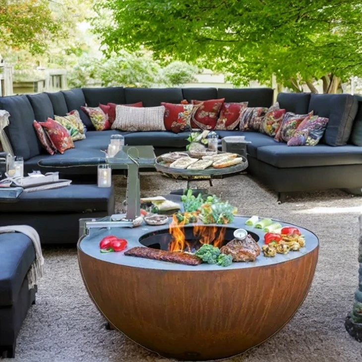 Utendørs tre Corten Steel BBQ Grill